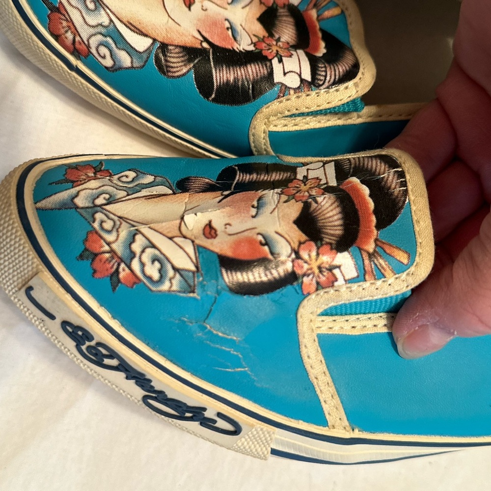 Ed Hardy Graphic Slip On Canvas Ballet Flats - Picture 8 of 9